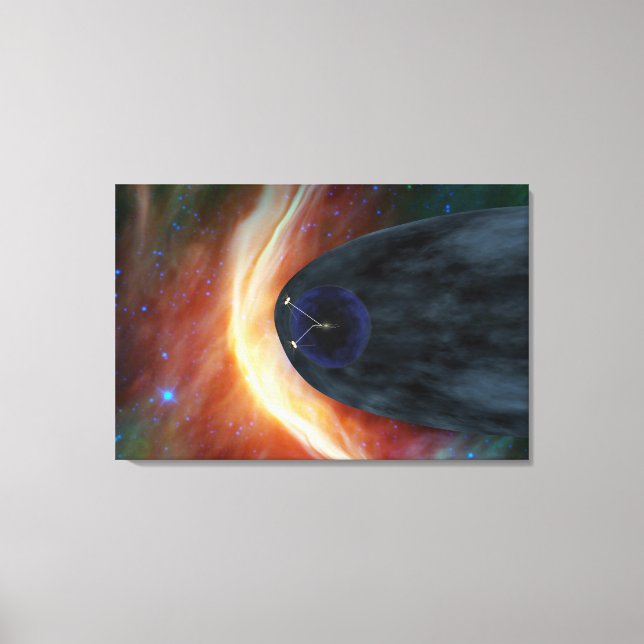 Two Voyager Spacecraft Exploring Turbulent Space. Canvas Print (Front)