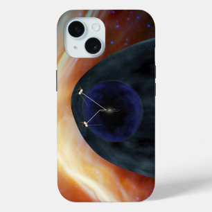 Two Voyager Spacecraft Exploring Turbulent Space. iPhone 15 Case