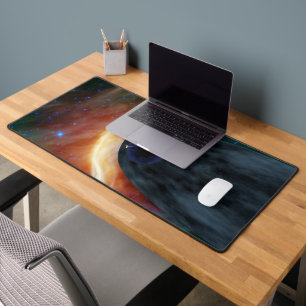 Two Voyager Spacecraft Exploring Turbulent Space. Desk Mat
