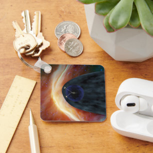 Two Voyager Spacecraft Exploring Turbulent Space. Key Ring