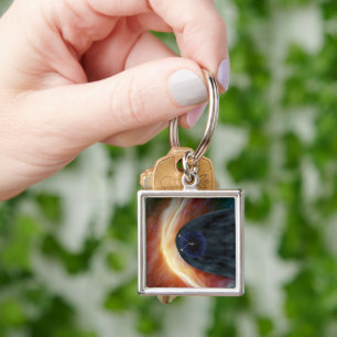Two Voyager Spacecraft Exploring Turbulent Space. Key Ring