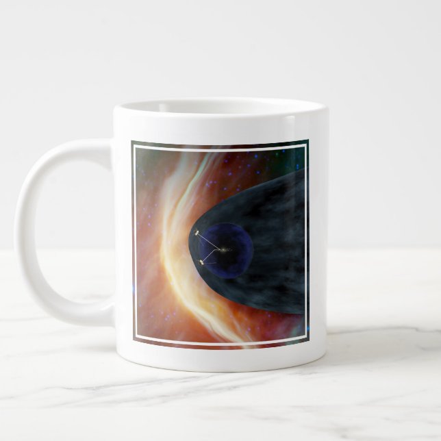 Two Voyager Spacecraft Exploring Turbulent Space. Large Coffee Mug (Left)