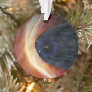 Two Voyager Spacecraft Exploring Turbulent Space. Ornament