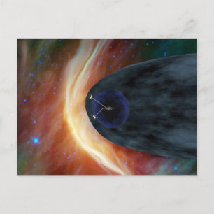 Two Voyager Spacecraft Exploring Turbulent Space. Postcard