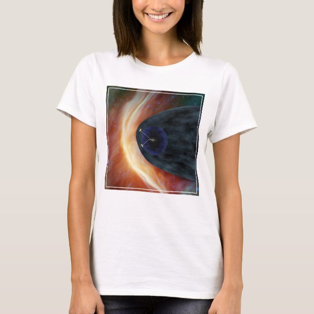 Two Voyager Spacecraft Exploring Turbulent Space. T-Shirt (Front)