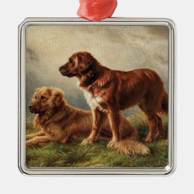 Two Watchful Dogs Metal Tree Decoration (Front)