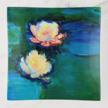Two Water Lily Flowers Claude Monet Fine Art