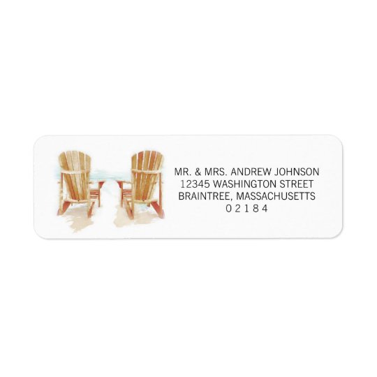 Two Watercolor Adirondack Beach Chairs Return Address Label