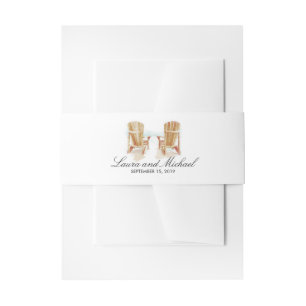 Two Watercolor Adirondack Beach Chairs Wedding Invitation Belly Band