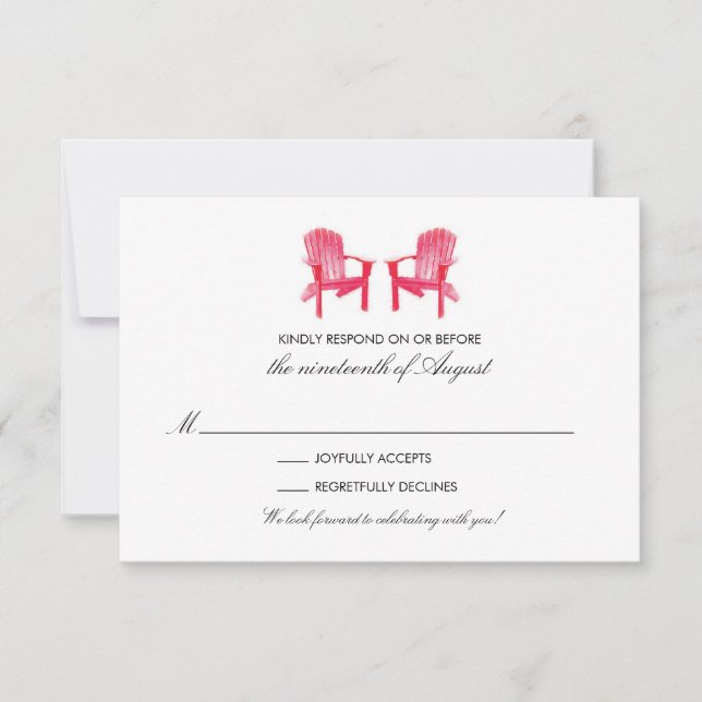 Two Watercolor Adirondack Chairs RSVP Card (Front)