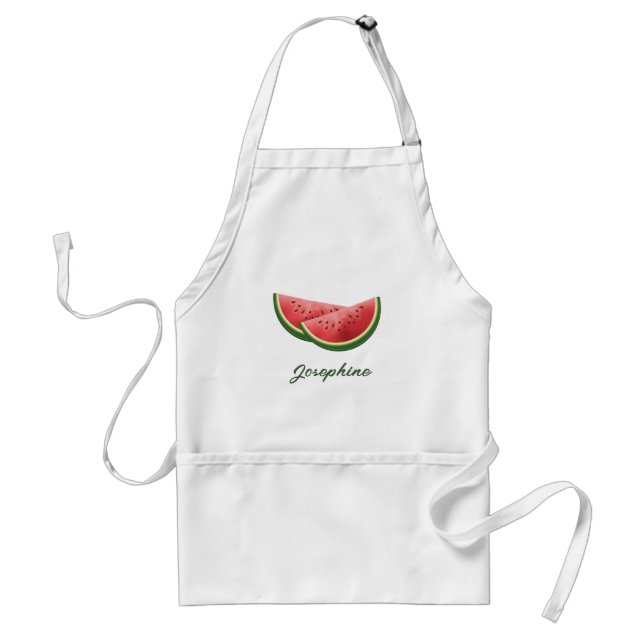 Two Watermelon Fruit Slices With Custom Name Standard Apron (Front)