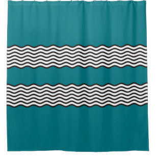 Two Waves Border black & white + your ideas Shower Curtain