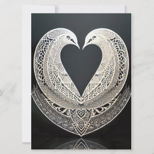 Two wedding doves forming a heart. AI Invitation