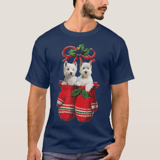 Two Westie Dog Inside Gloves Christmas Ornament P T-Shirt