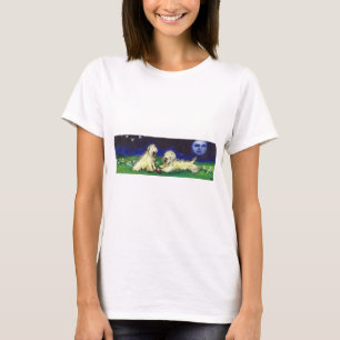 Two wheatens under the moon T-Shirt
