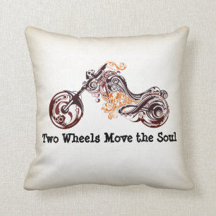 Two Wheels Move the Soul Motorcycle Throw Pillows