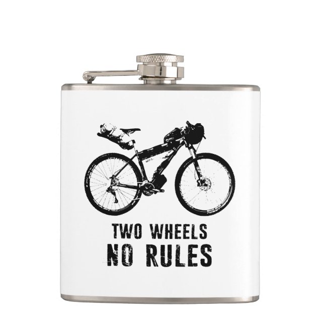 Two Wheels No Rules Bikepacking Hip Flask (Front)