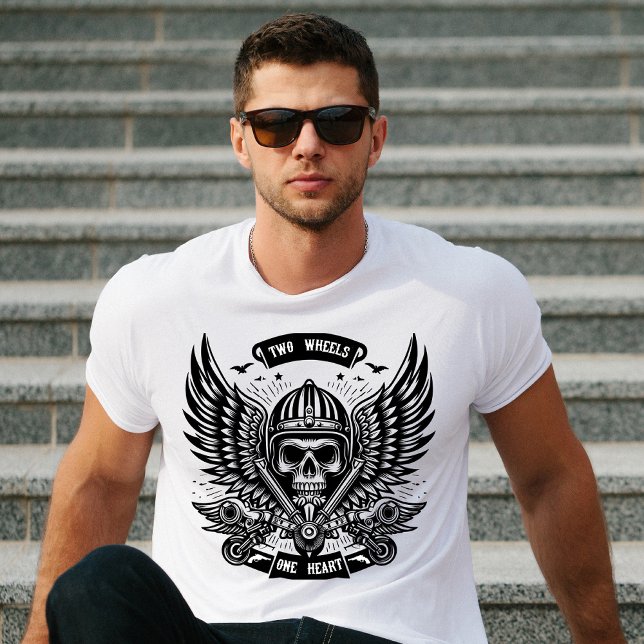 Two Wheels One Heart Biker T-Shirt (Creator Uploaded)