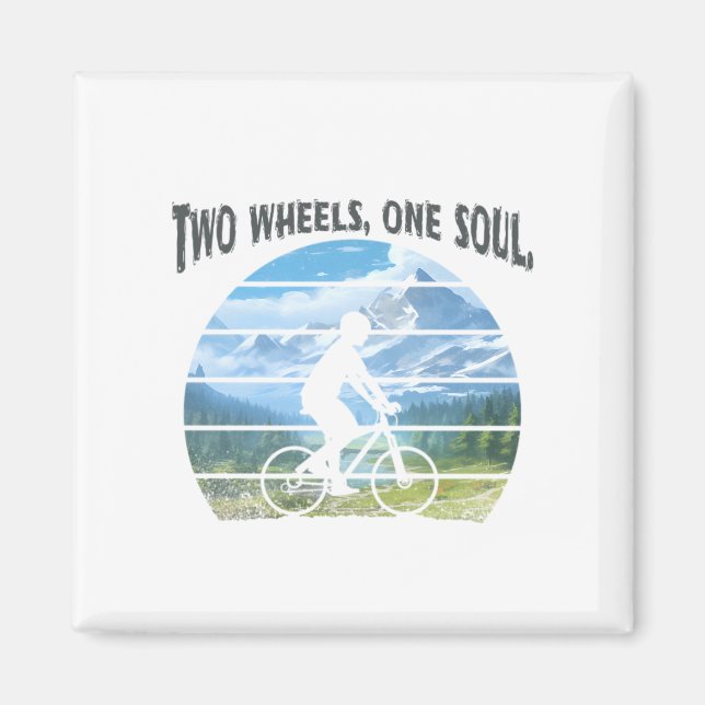 Two wheels, one soul. cycling sport magnet (Front)