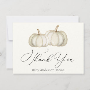 Two White and Gold Pumpkins Thank You Note Card