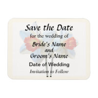 Two White And Orange Daffodils Save the Date