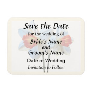 Two White And Orange Daffodils Save the Date Magnet