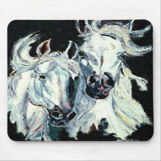 Two White Arabian Horses Mouse Pad