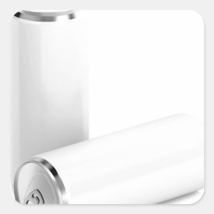 Two white beverage cans square sticker