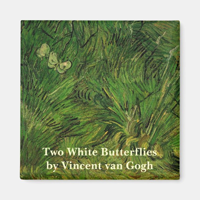 Two White Butterflies by Vincent van Gogh Magnet (Front)