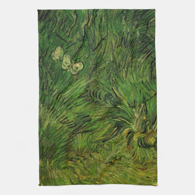 Two White Butterflies by Vincent van Gogh Tea Towel (Vertical)