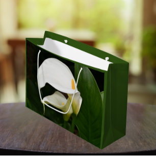 Two White Calla Lilies Floral Large Gift Bag