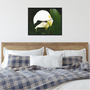 Two White Calla Lilies Floral Photographic Canvas Print