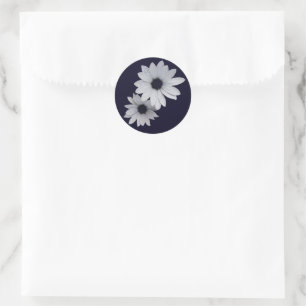 two white flowers classic round sticker