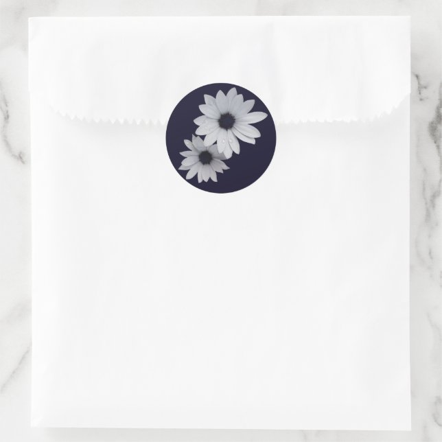 two white flowers classic round sticker (Bag)