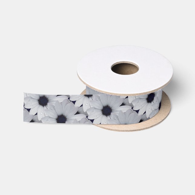 two white flowers satin ribbon (Spool)