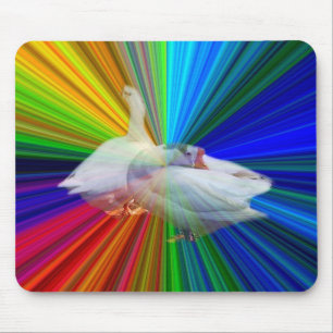 two white geese in very fancy background mouse mat