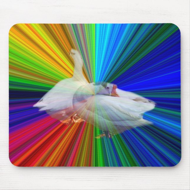 two white geese in very fancy  background mouse mat (Front)