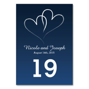 Two White Hearts intertwined Table Number