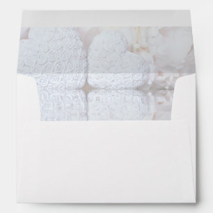 Two White Hearts Reflecting Ripples Fancy Wedding Envelope