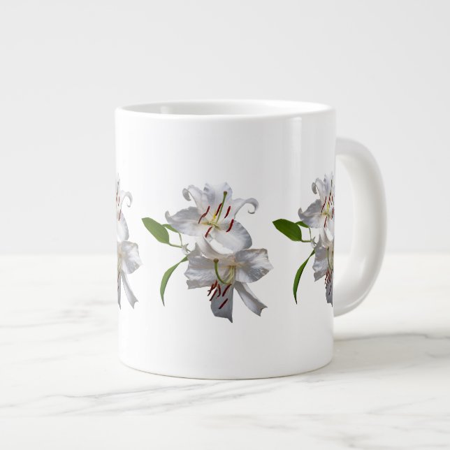 Two White Lilies Large Coffee Mug (Front Right)