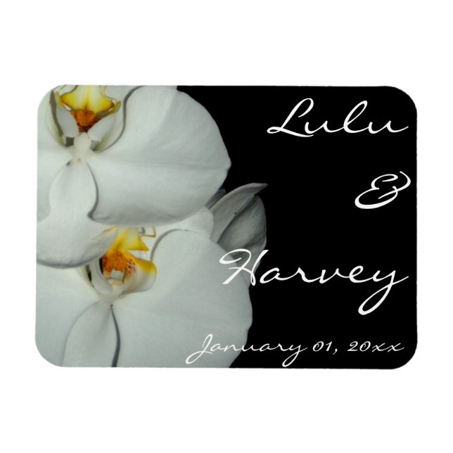 Two White Orchids Personal Wedding Magnet (Horizontal)