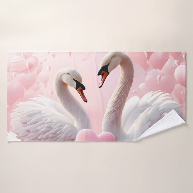 two white swans  bath towel set (Bath Towel)