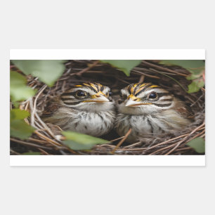Two white throated nestlings rectangular sticker