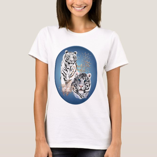 Two White Tigers Oval Shirt (Front)