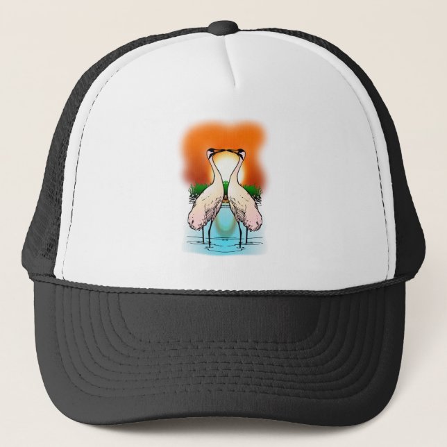 Two Whooping Cranes at Sunset Trucker Hat (Front)
