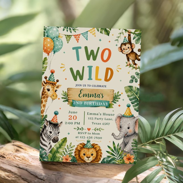 Two Wild 2nd Birthday Party Invitation (Creator Uploaded)