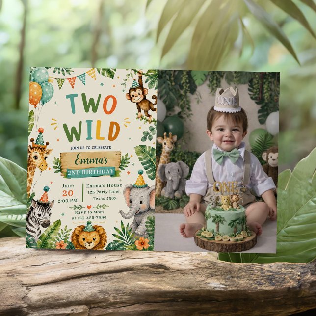Two Wild 2nd Birthday Party Invitation (Creator Uploaded)