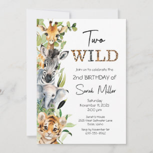 Two Wild 2nd Birthday Party Invitation