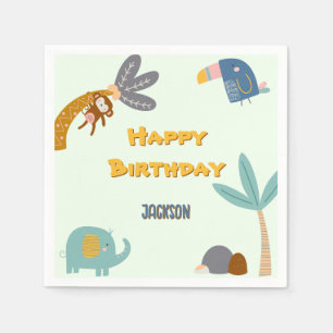 Two Wild 2nd Birthday Safari Animals Cute Napkin