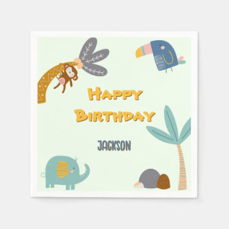 Two Wild 2nd Birthday Safari Animals Cute Napkin